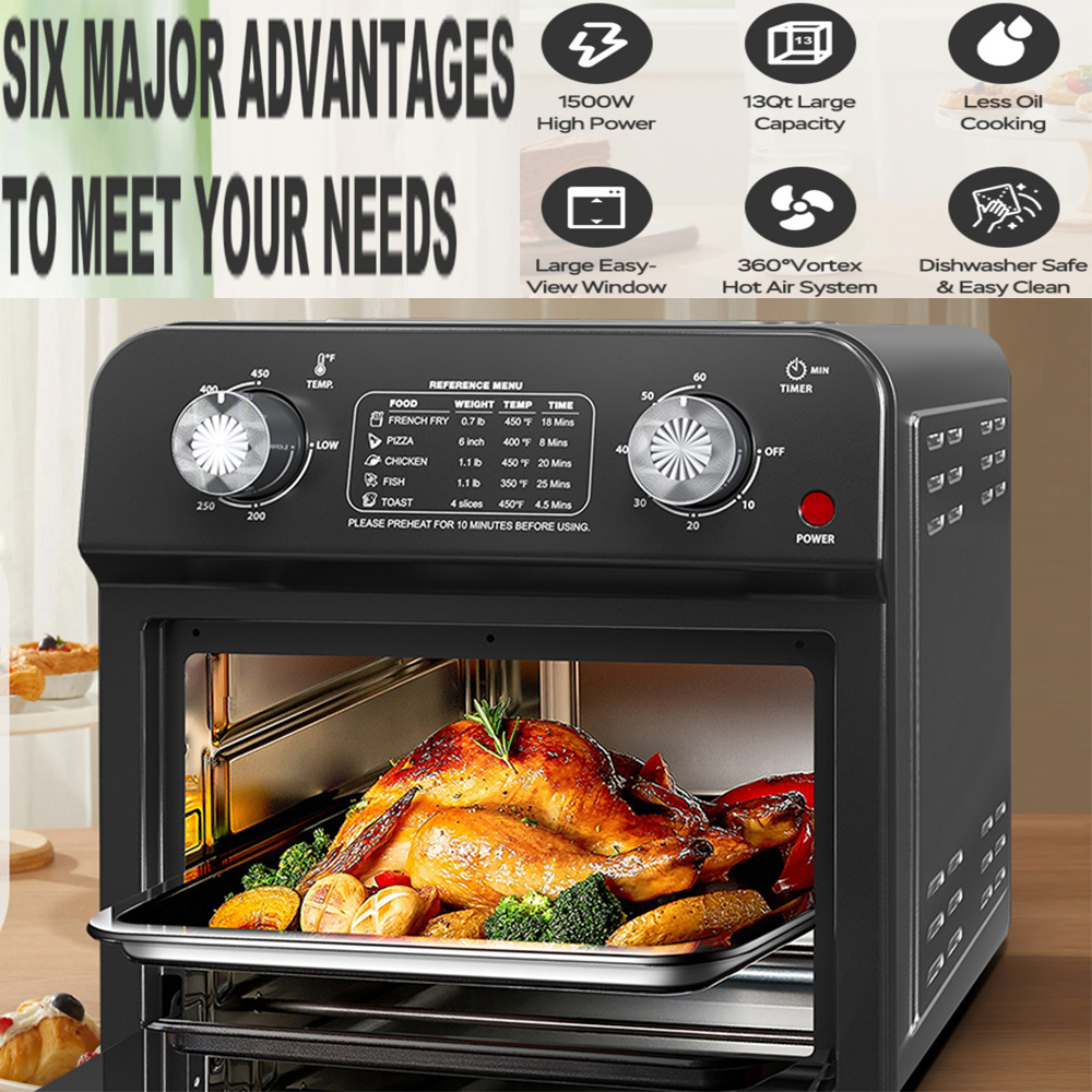 12.5 Qt Large Capacity Air Fryer Oven – Dual Knob Control & Oil-Free Healthy Cooking - Image 3