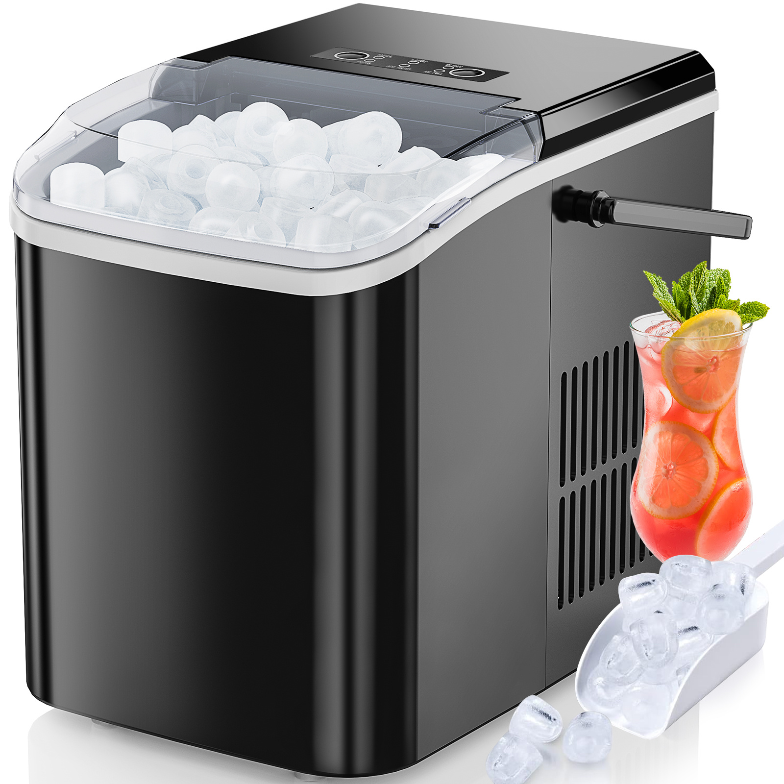 Portable Countertop Ice Maker – Compact Ice Machine with Handle & 2 Ice Sizes