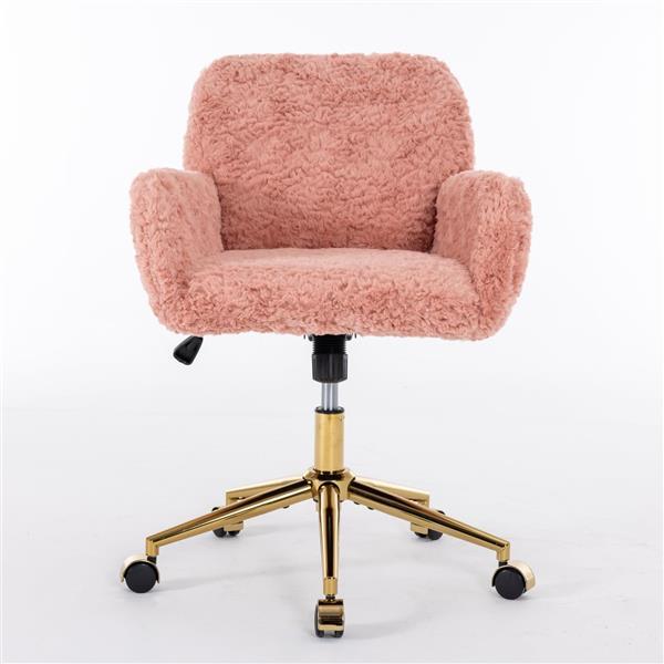 Pink Swivel Office Chair – Adjustable Upholstered Desk Chair with Wheels - Image 7
